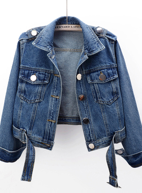 2025春秋新款短款牛仔外套女韩版宽松休闲小个子上衣机车夹克蓝色