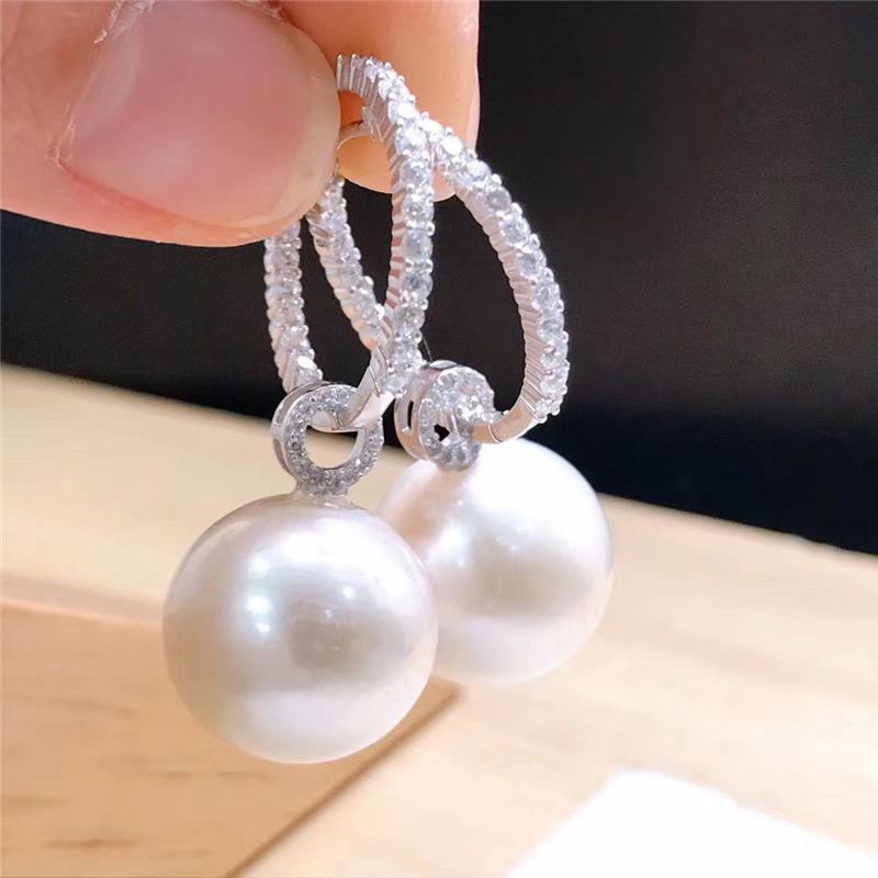 DIY珍珠配件 S925纯银耳圈可拆吊坠耳饰一款多戴耳扣半成品空托女