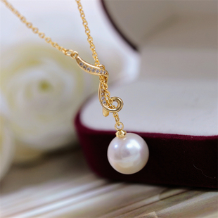 DIY珍珠配件 缎带起舞18K包金铜厚镀金M家同款锁骨链项链半成品