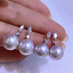 DIY珍珠配件 18K包金铜厚镀金M家同款清新设计感吊坠耳钉套装空托