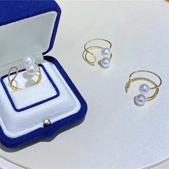 DIY珍珠配件 S925纯银时尚清新简约开口戒指指环半成品银饰韩版女