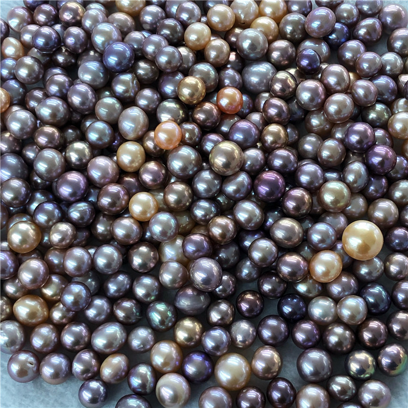 诸暨山下湖产地11-15mm扁圆形状珍珠馒头珠超大淡水爱迪生散珠