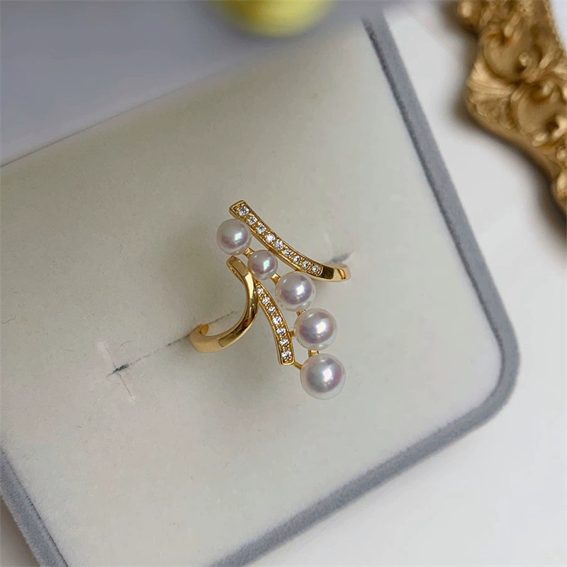 复古唯美多珠设计感开口戒指