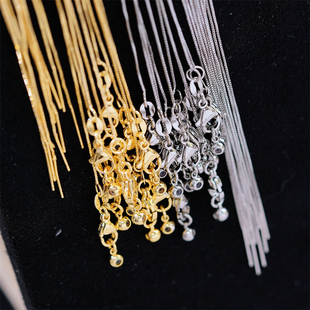 DIY配件 18K包金铜厚镀金盒子链 针式硅胶可调节项链 金色银色