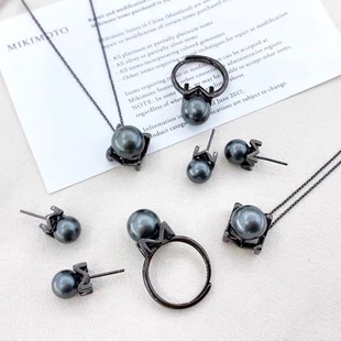 DIY珍珠配件 铜镀金K金工艺经典M家同款吊坠耳钉戒指套装半成品