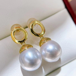 DIY珍珠配件 18K包金铜厚镀金大珠帽爆款遮瑕耳钉半成品 金色银色