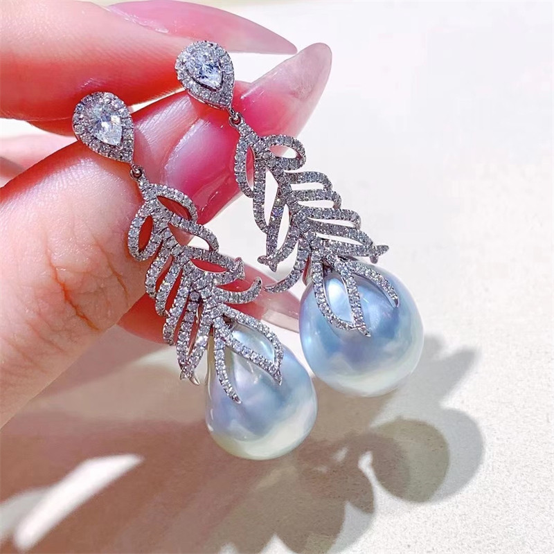 diy耳钉威尔娜斯纯银羽毛