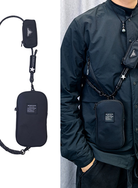 手机斜挎小包耳机包尼龙伞绳手机挂绳胸包背带运动轻便手机袋肩带