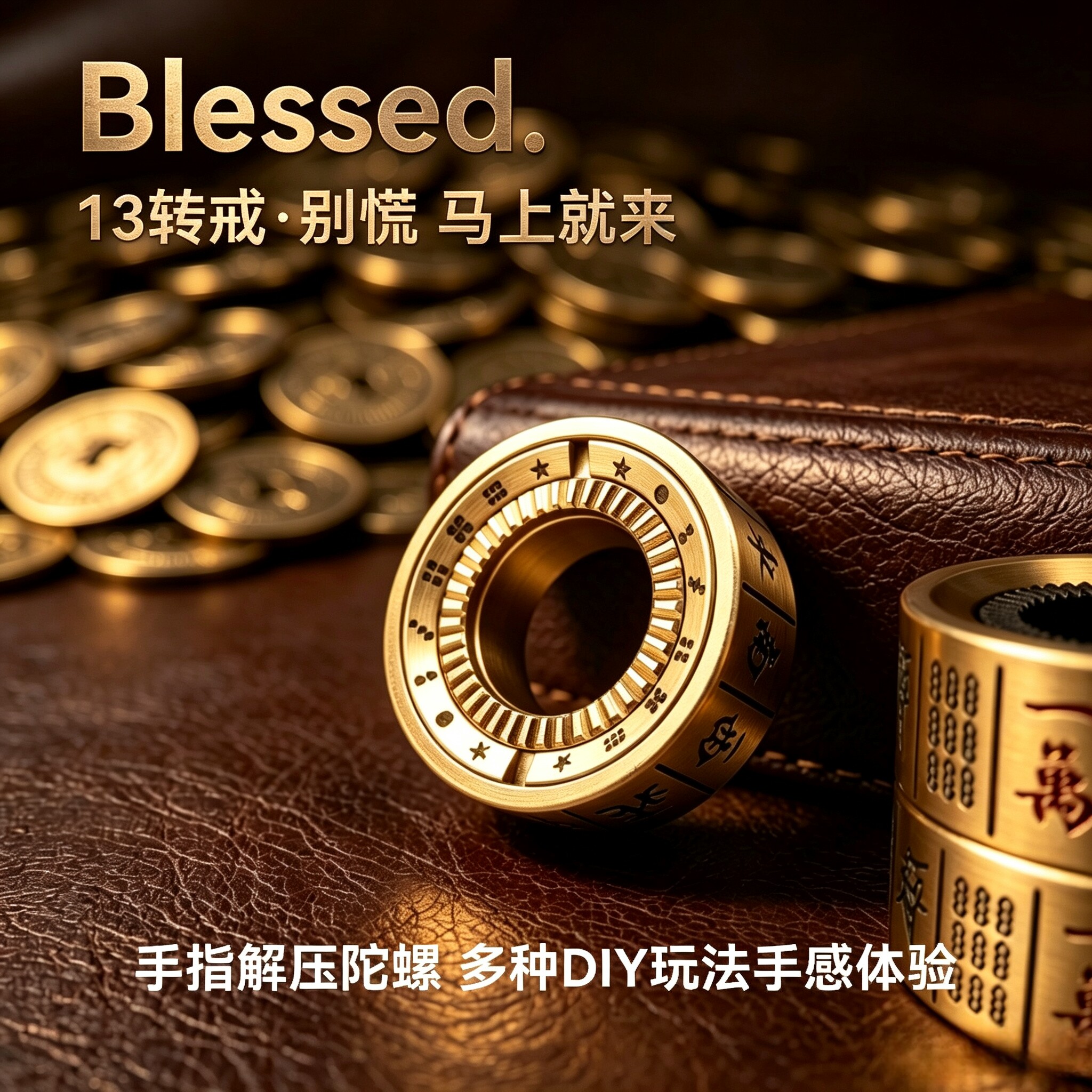 【13幺转戒】经典edc解压玩具指尖陀螺金属棘轮段落DIY手指陀螺