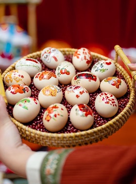 结婚订婚周岁竹编小提篮圆形茶点心水果篮子糕点藤编托盘满月百天