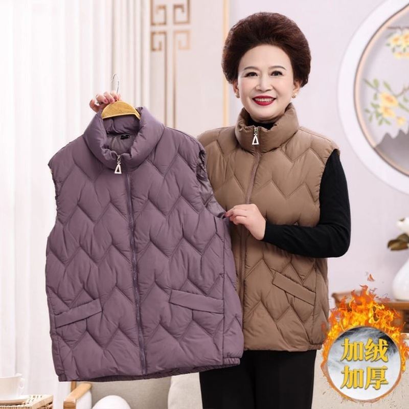 恒源祥冬装背心外套宽松羽绒棉马甲坎肩中老年人奶奶保暖棉服马夹