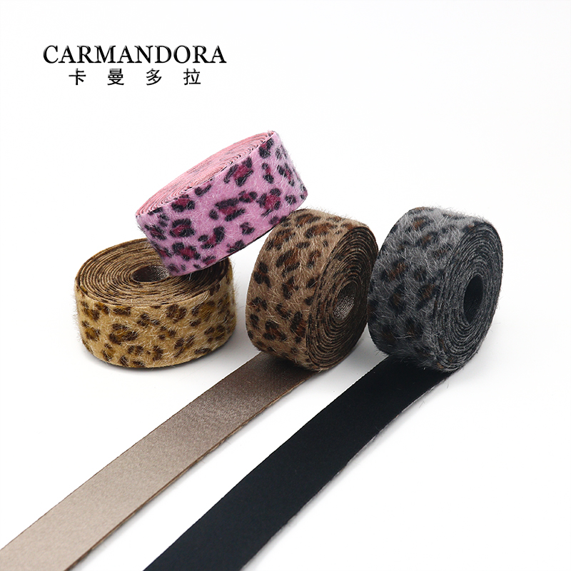 时尚潮流马毛料豹纹双面织带手工diy蝴蝶结发饰宠物项圈材料配件