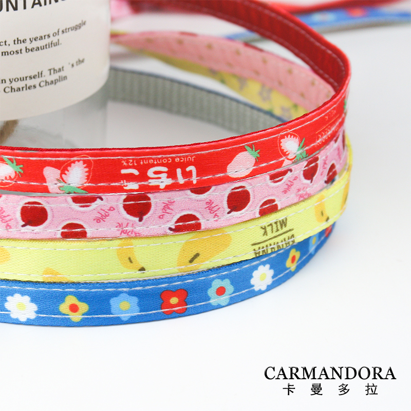 多拉diy双面车线印花水果压布条手工宠物蝴蝶结领结项圈材料配件