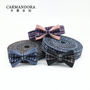 秋冬学院风格子爱心压布条手工diy蝴蝶结发饰发夹领结材料配件