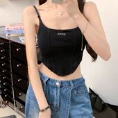 纯欲风性感辣妹吊带背心女带胸垫内搭修身 显瘦小众外穿美背上衣夏