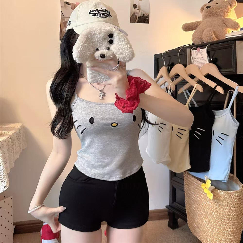 纯欲风性感kt猫印花吊带背心上衣