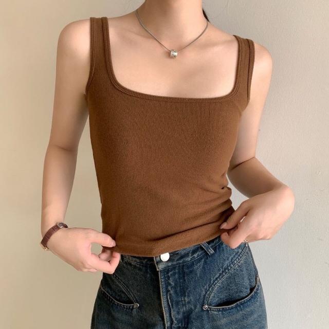 纯欲德绒保暖吊带背心女带胸垫