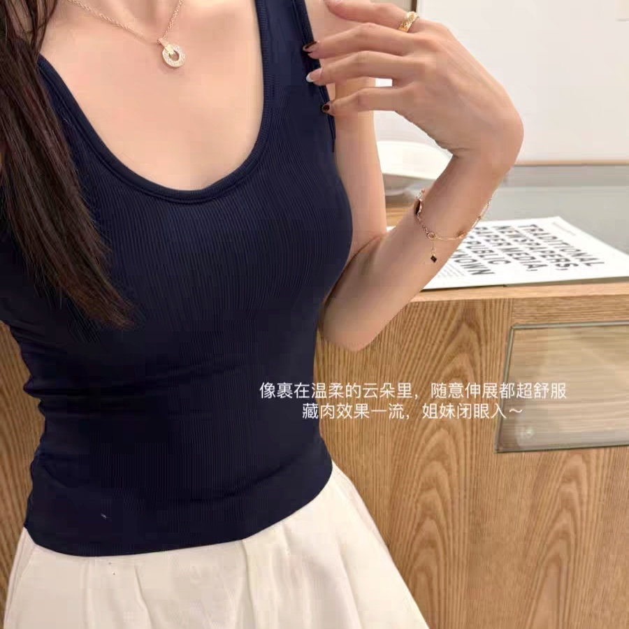 纯欲风性感辣妹磨毛无袖背心美背