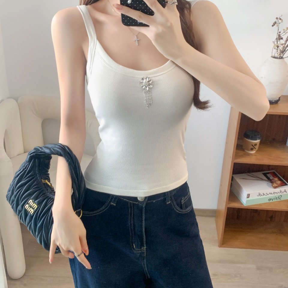 带胸垫磨毛保暖吊带背心女秋冬季内搭修身显瘦简约百搭打底衫上衣