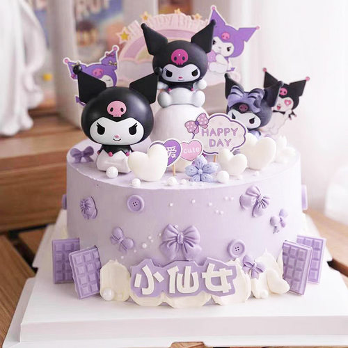 网红库洛米蛋糕装饰摆件三丽鸥美乐蒂玉桂狗生日甜品台装扮插件
