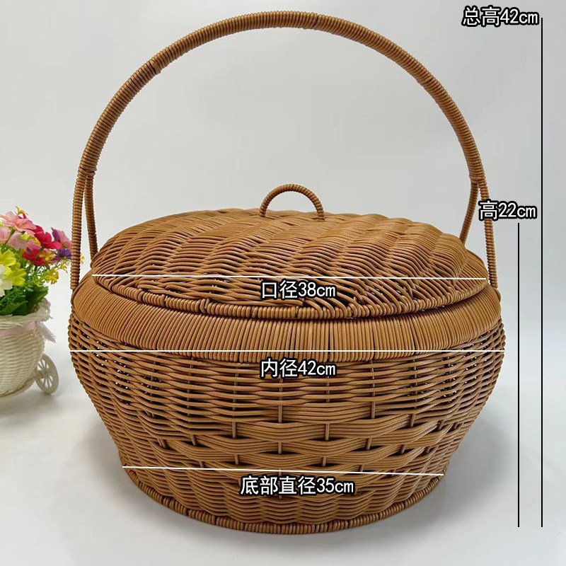 대형 모조 등나무로 짠 예배 바구니 결혼 선물 과일 바구니 조상 공물 조상 숭배 휴대용 바구니