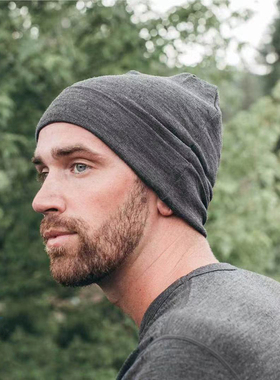 SHEEP RUN灰色黑色美利奴羊毛帽训练帽奔尼帽双层运动防寒保暖