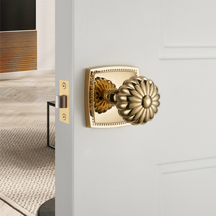 美式门锁卧室金色轻奢南瓜球形锁室内房门锁法式卫生间静音浴室锁