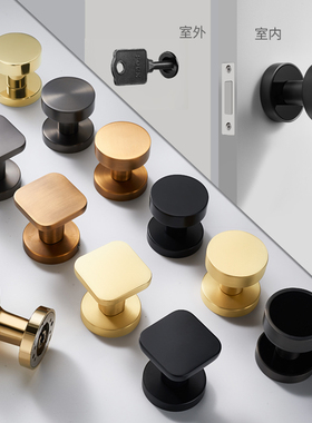 隐形门锁单面锁带钥匙孔背景墙密室锁隐藏暗锁拉手金黑灰白色门锁