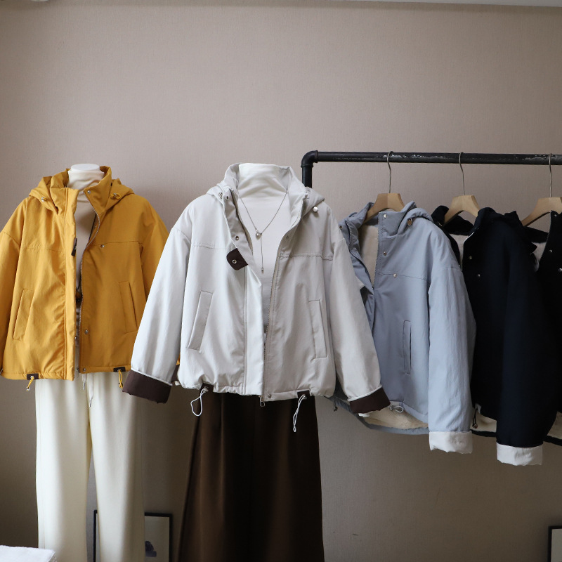 2025冬季新款连帽加绒加厚宽松百搭棉服外套女上衣韩版时尚5442比