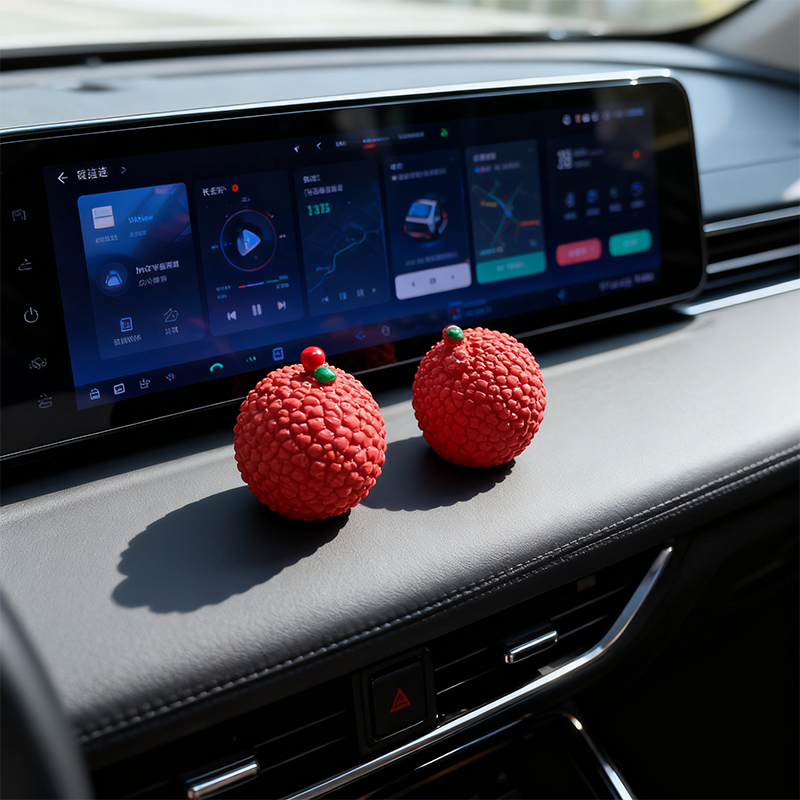 立体树脂创意仿真苹果荔枝榴莲石榴车载中控桌面摆件微景观装饰品