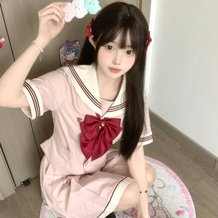 桃桃芭菲 星岛高 奶杏领赤三本JK收腰夏服 月野HOUSE