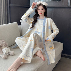 空气棉三件套月子服秋冬产后纯棉产妇哺乳孕妇睡衣秋冬款孕期专用