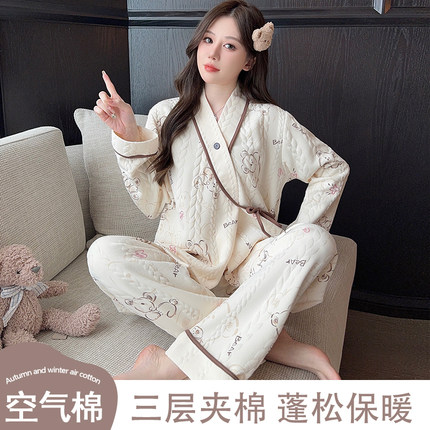月子服冬季产后产妇哺乳期孕妇睡衣秋冬款孕期专用纯棉加厚空气棉