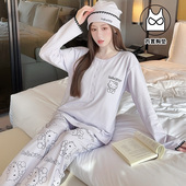 KT猫纯棉吸汗月子服春秋产后产妇哺乳孕妇睡衣夏季 待产家居服 薄款