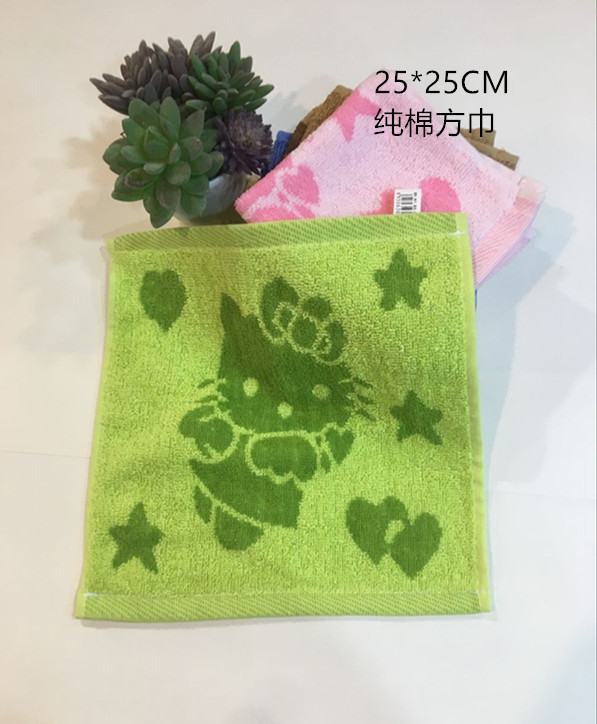 热销25*25深色提花卡通童巾幼儿园方巾搞卫生纯棉小方巾儿童方巾