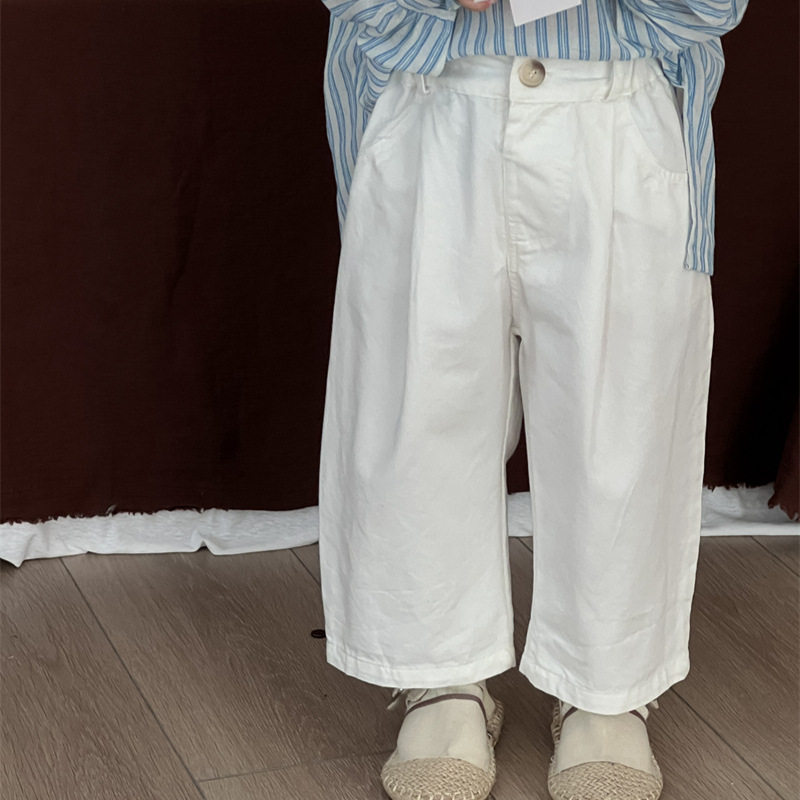 儿童直筒裤九分裤26春男女童纯棉布宽松长裤韩版洋气简约休闲裤