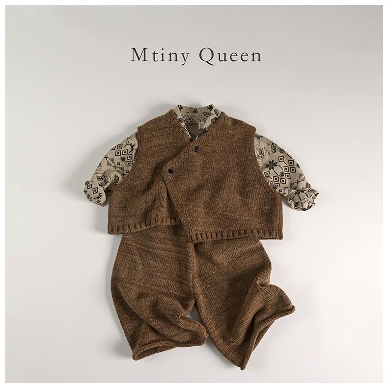 儿童宝宝柔软针织马甲+裤子套装