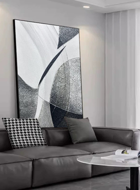 简约灰色立体手工装饰画玄关过道创新挂画样板房壁画会所酒店油画
