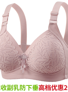薄款透气孔中老年人文胸舒适妈妈无钢圈内衣蕾丝中年妇女聚拢胸罩