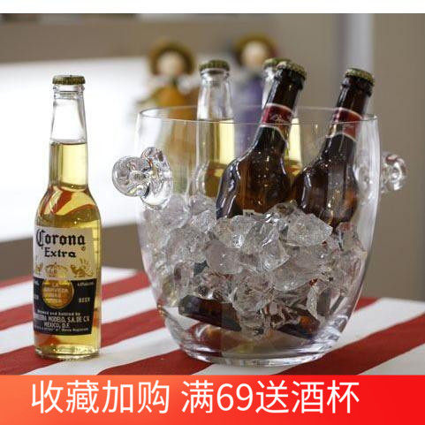 无铅加厚玻璃大号冰裂红酒冰桶家用KTV酒吧冷饮香槟装冰块的桶5升图片