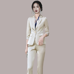 西装 外套女时尚 女2021春秋新款 气质工装 两件套工作服 韩版 职业套装