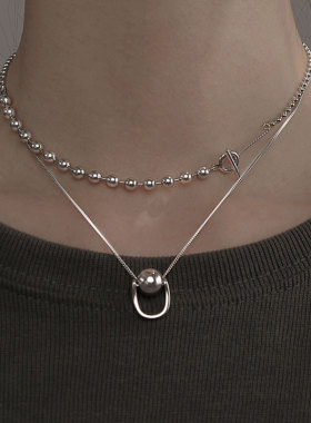 925银有求必应简约时尚ins小众设计感颈链配饰锁骨链女银项链全新