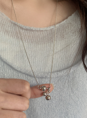 S925银不规则圆球吊坠项链