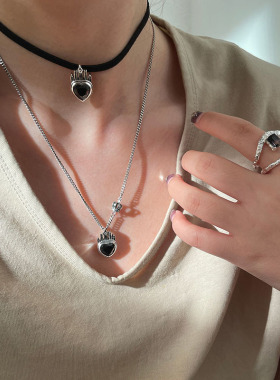 s925纯银皇冠爱心吊坠女项坠气质2021年简约复古轻奢时尚银饰项链