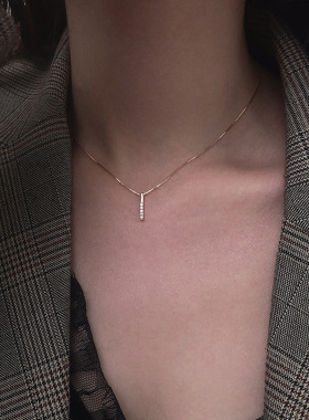 s925纯银长条几何项链女韩版锁骨链简约网红气质个性清新轻奢全新