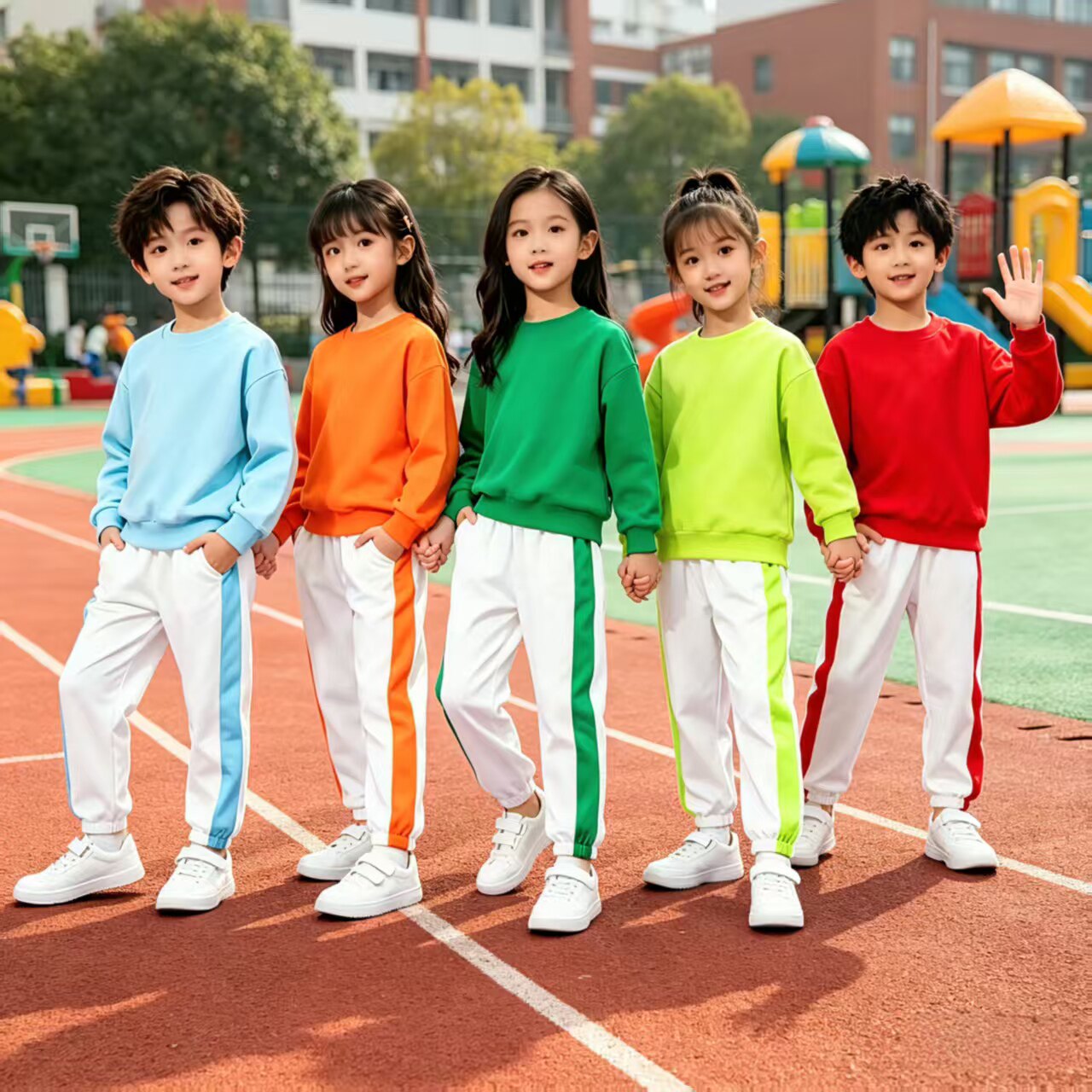 儿童多巴胺卫衣套装秋冬中小学生运动会服装啦啦队彩色街舞演出服