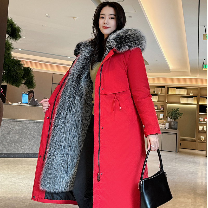 派克服2025新款女可拆卸内胆皮毛一体仿貂皮大衣加绒加厚皮草外套