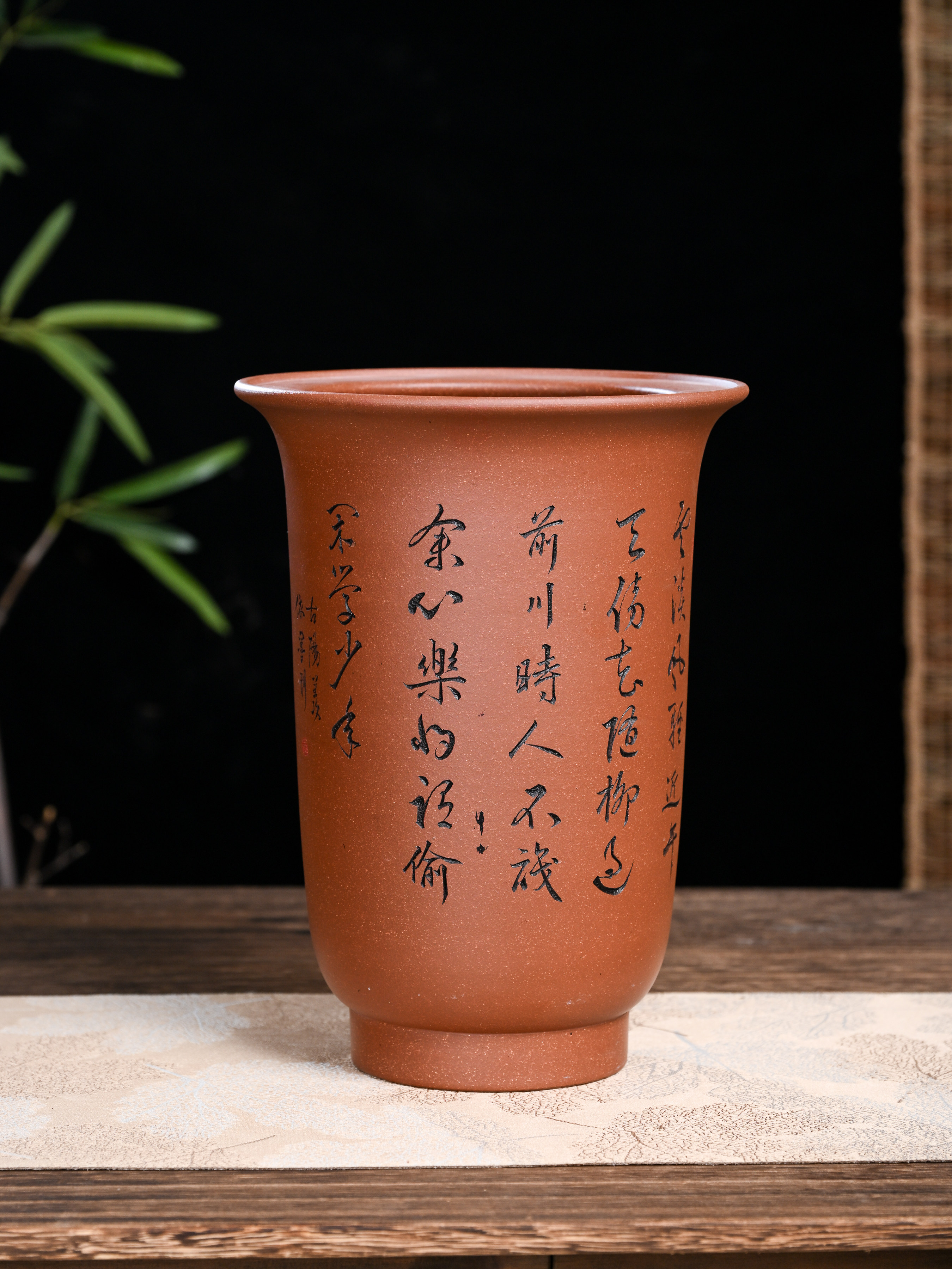 满意紫砂全手工制作精品降坡泥高金钟花盆精刻高26口19卖掉了可定