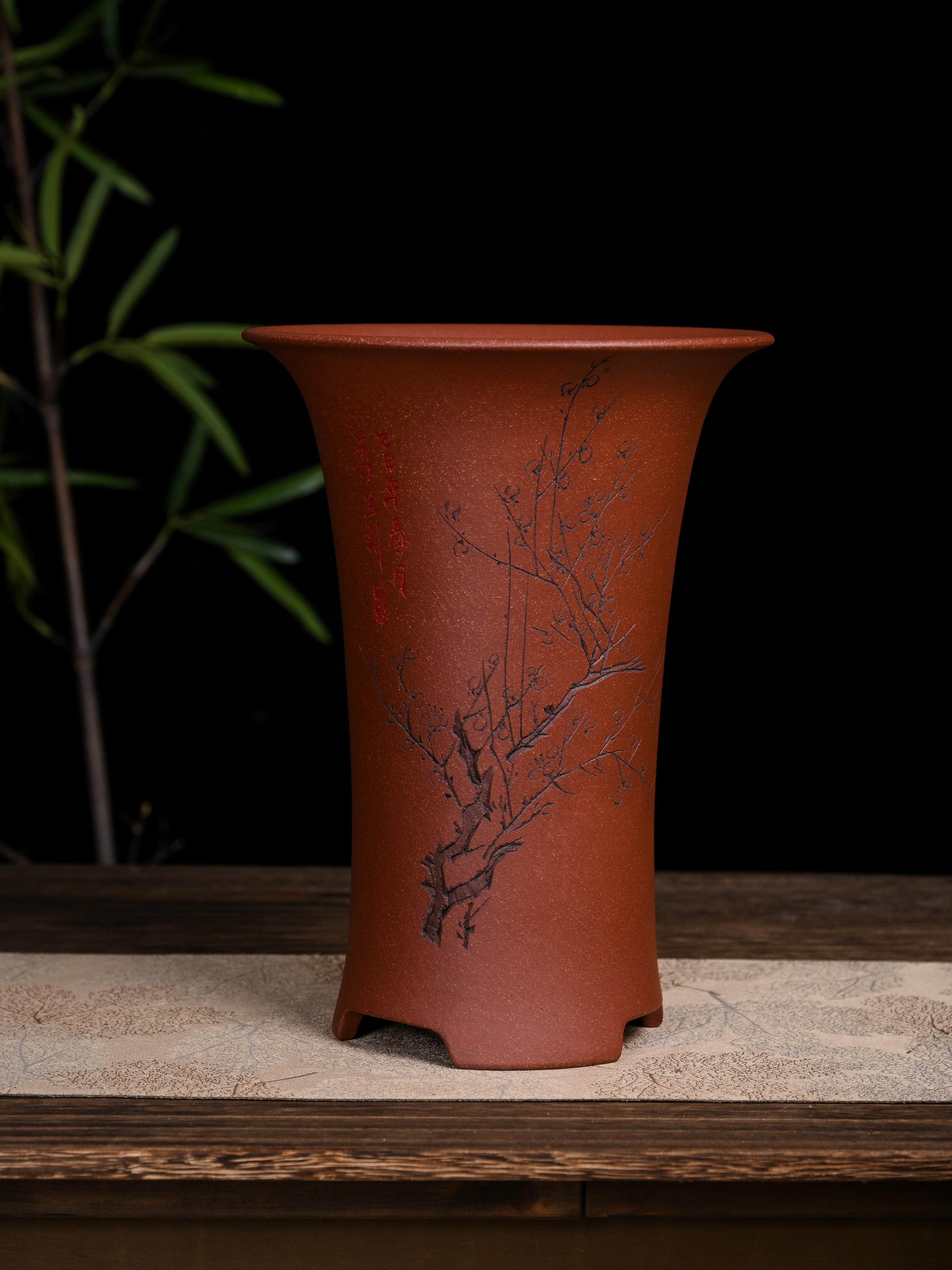 满意紫砂全手工制作精品紫红泥兰花盆