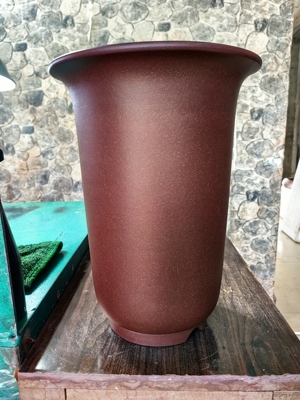 满意紫砂全手工制作精品大号紫泥光器高金钟盆28×20可定做